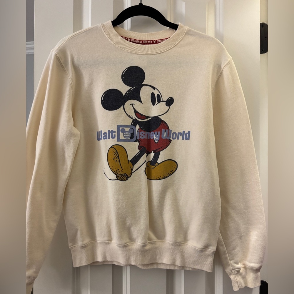 Disney Cream Crewneck Sweater with Mickey Mouse